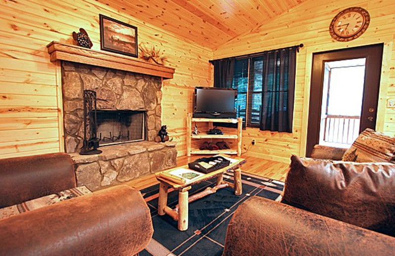 Cabin living room at Sautee Mountain Retreat.