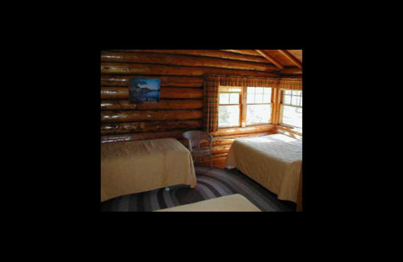 Cabin bedroom at Nelson's Resort.