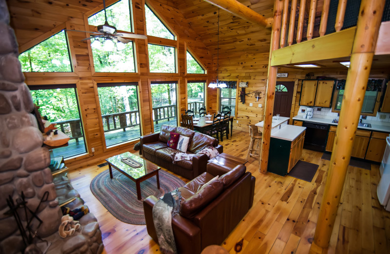 Cabin living room at Kiamichi Country Cabins.