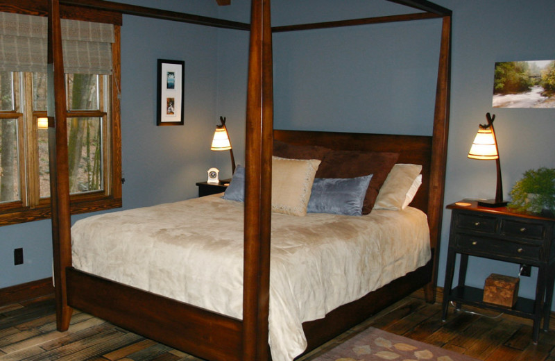 Cottage bedroom at Timber Frame Rentals.