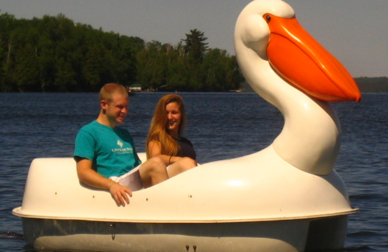 Pelican peddle boat at Cabin O'Pines Resort & Campground.