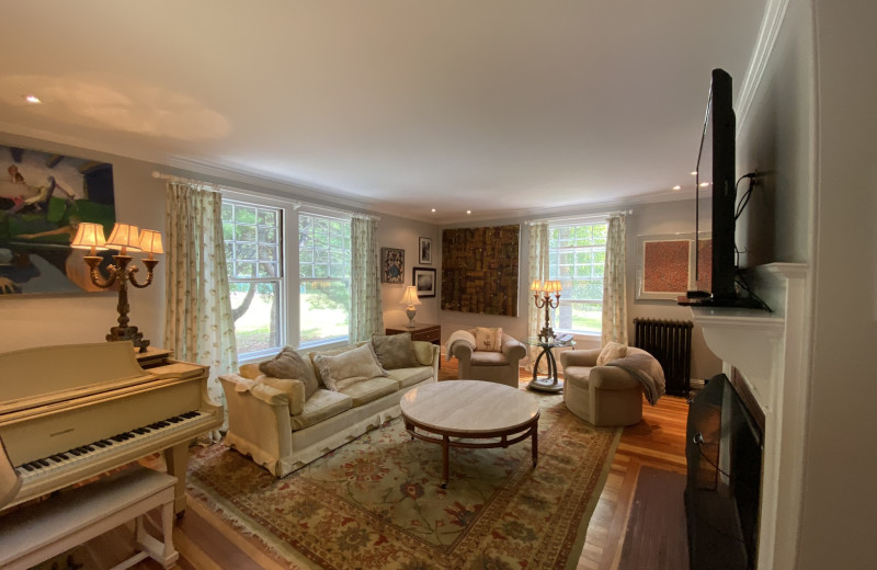 Rental living room at Acadia Cottage Rentals.