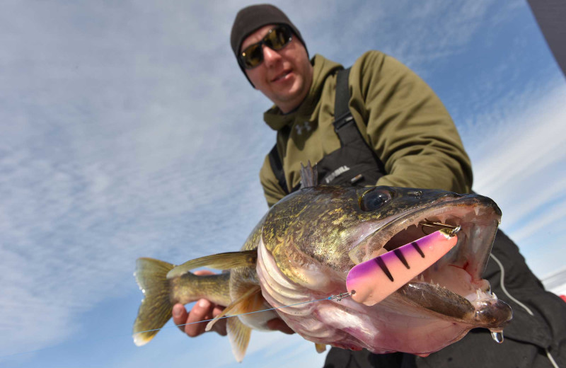 Ice fishing at Arnesen's Rocky Point Resort.