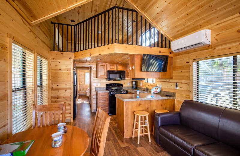 Cabin interior at Yogi Bear's Jellystone Park Tower Park.