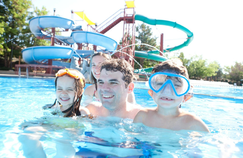 Family in swimming pool at Kah-Nee-Ta Resort and Spa.