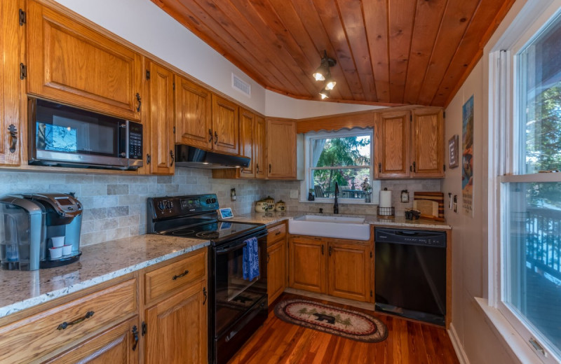 Rental kitchen at Yonder Luxury Vacation Rentals.