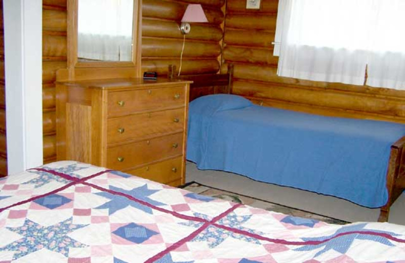 Cabin bedroom at Wilsons on Moosehead Lake.