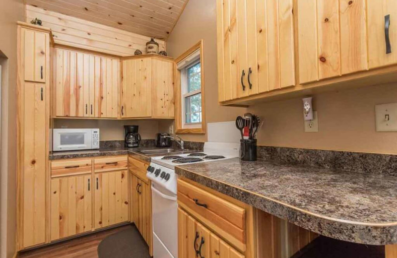 Cabin kitchen at Barrett Lake Resort.