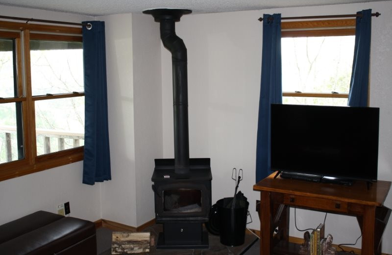 Cabin living room at Arkansas White River Cabins.