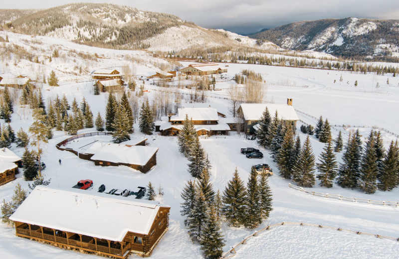 Winter aerial at Vista Verde Ranch.