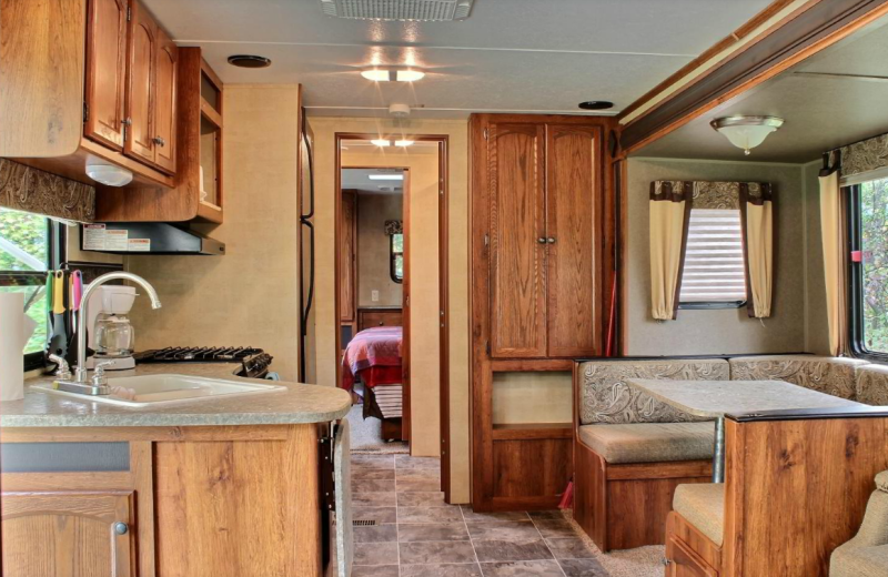 Trailer interior at Whaley's Resort & Campground.