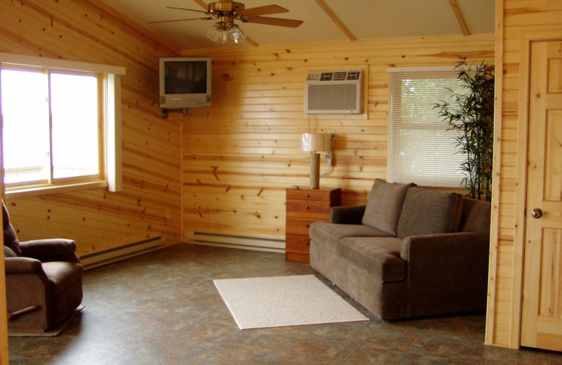 Cabin living room at Eden Acres Resort.