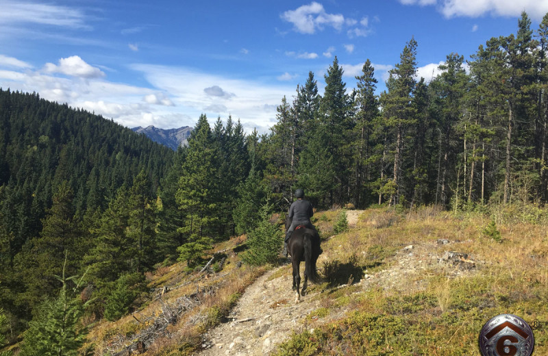 Horseback riding at Rafter Six Ranch Resort.