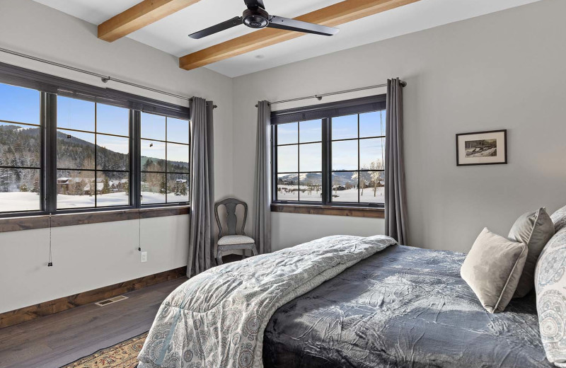 Cabin bedroom at Teton Springs Lodge.