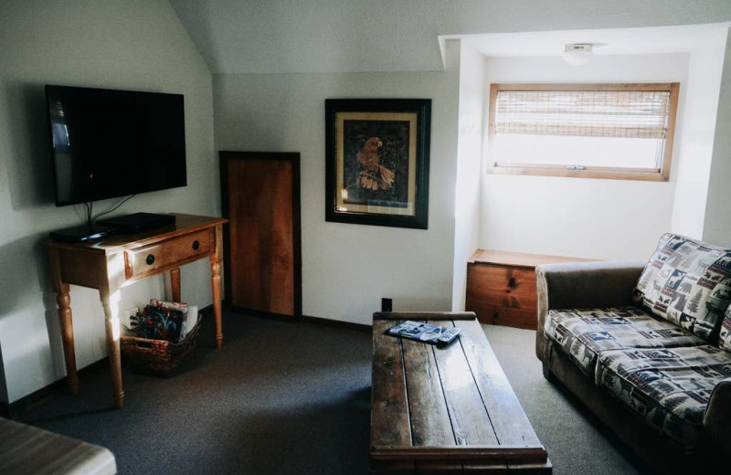 Cabin living room at Arkansas White River Cabins.