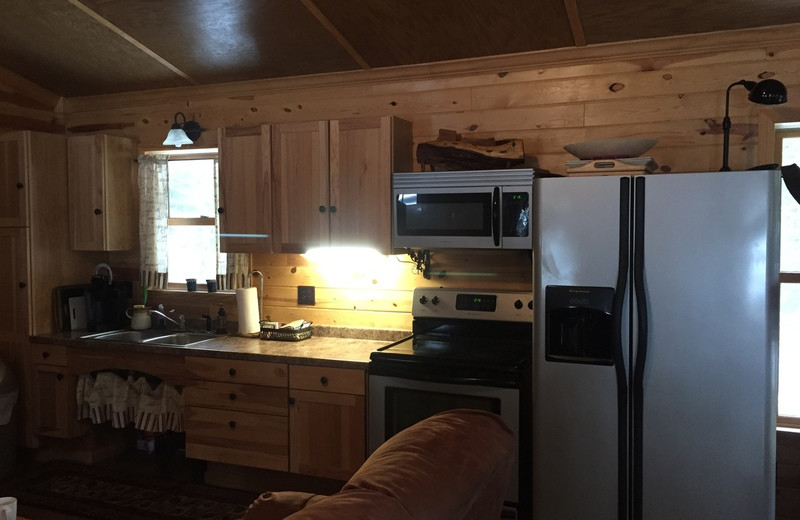 Cabin kitchen at Black Lantern Resort and Retreat.