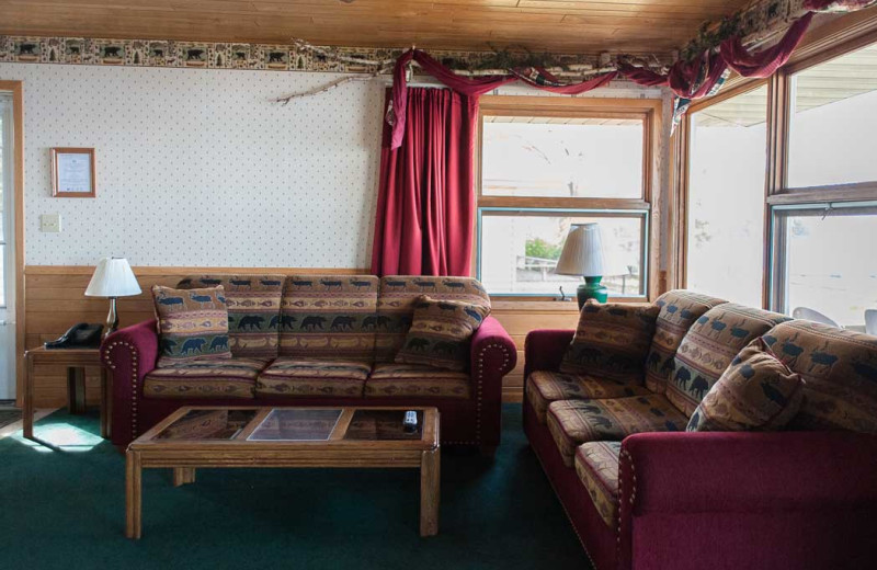 Cabin living room at Gull Lake Resort.