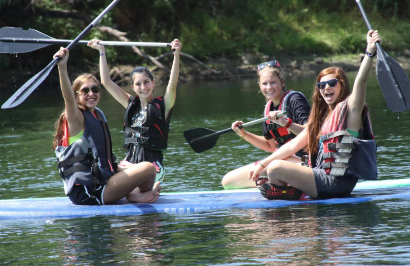 Paddle boarding at Camp Balcones Spring.