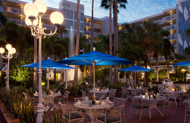 Patio dining at TradeWinds Island Grand.