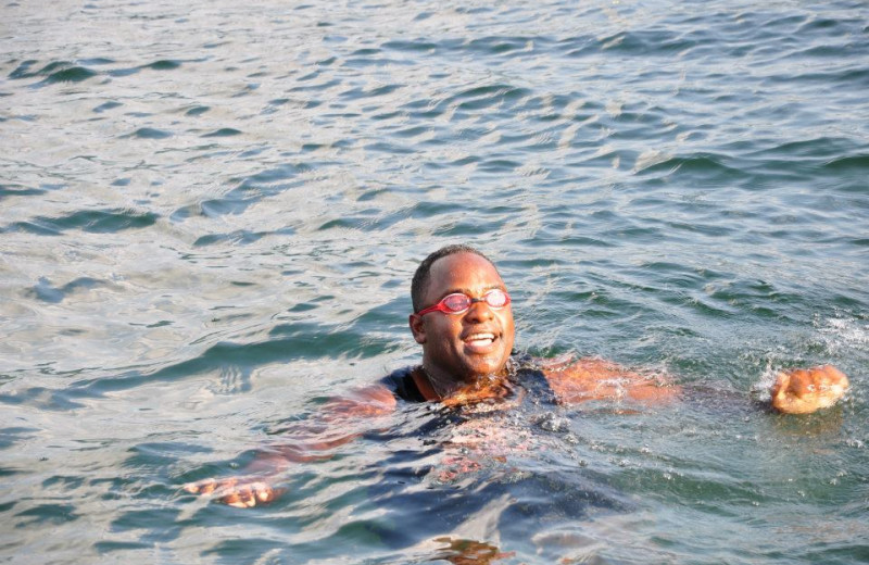 Swimming in lake at Marine Village Resort.