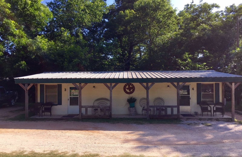 Cabin exterior at Heart of Texas Lake Resort.