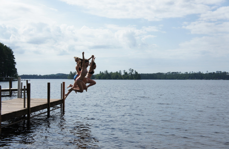 Jumping off dock at White Eagle Resort.