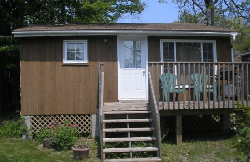 Cabin exterior at Pleasant Cove Resort.

