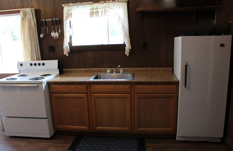 Cabin kitchen at Cliff Lake Resorts.