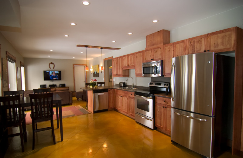 Rental kitchen at Cedar House Restaurant & Chalets.