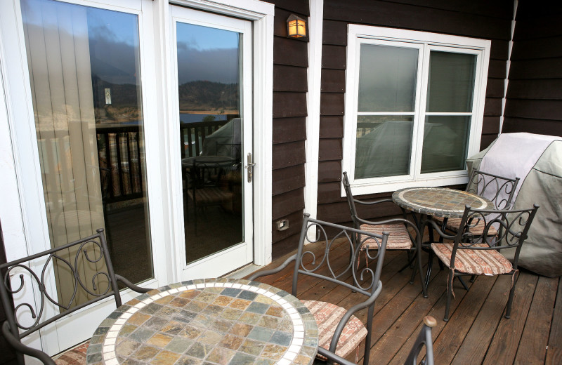 Vacation rental deck at Marys Lake Vacation Condos.