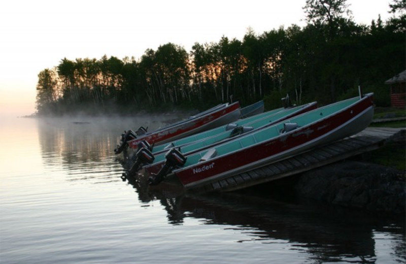 Boats at Uchi Lake Lodge.