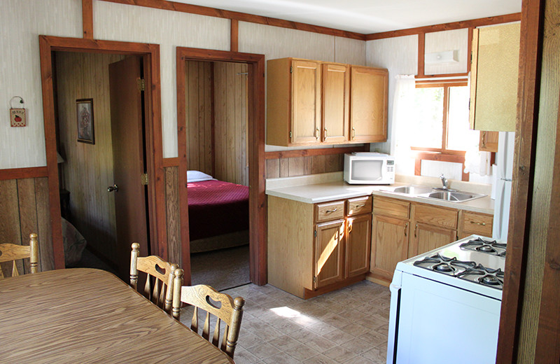 Cabin kitchen at Upper Cullen Resort.