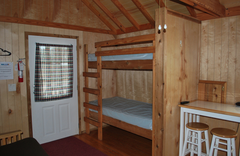 Cabin bunk beds at Gulf Pines RV Park.