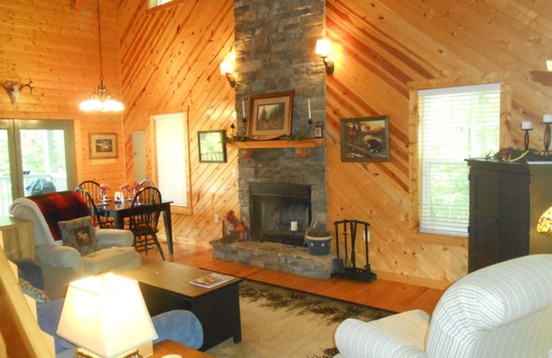 Cabin living room at Cabins at Highland Falls.