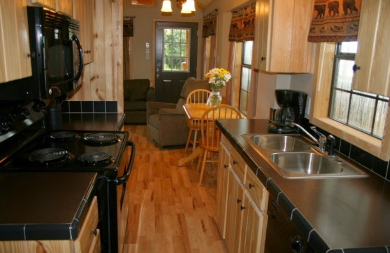 Cabin interior at Duck Inn Lake Palestine.