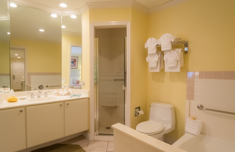 Guest bathroom at Inn At The Beach Resort.