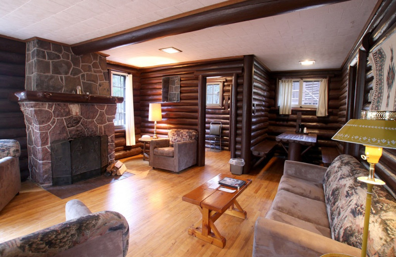 Cabin living room at Keweenaw Mountain Lodge.