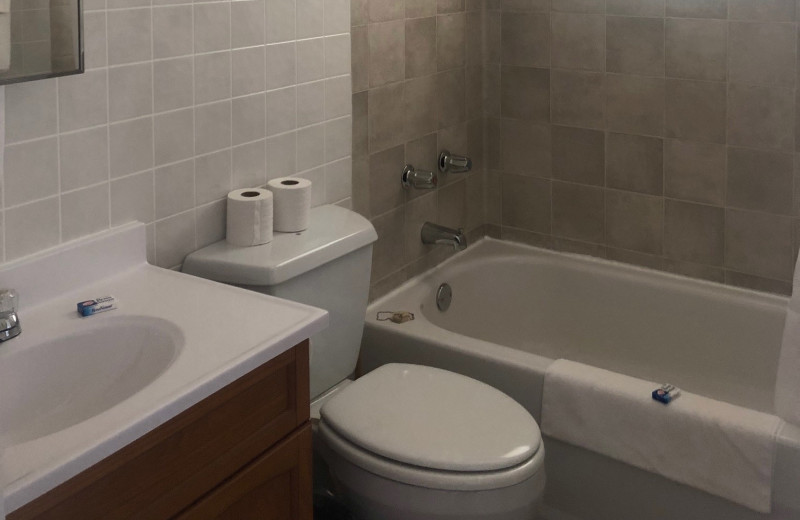 Cabin bathroom at Dogtooth Lake Resort.