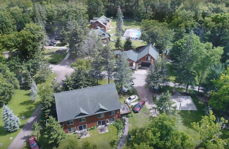 Aerial view of Woodland Beach Resort.