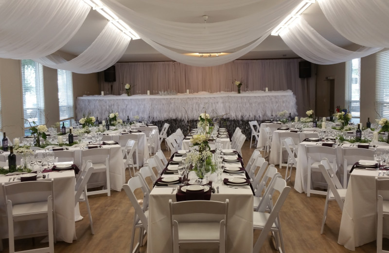 elaborate table setting in the banquet hall