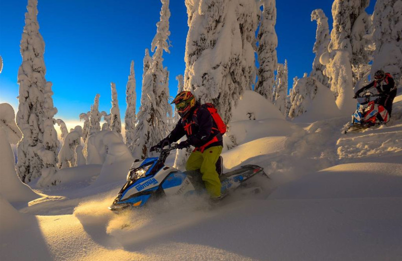 Snowmobiling at Glacier House Resort.