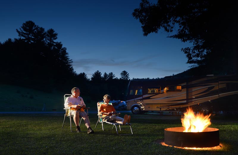 Relaxing by the campfire at Lake George RV Park.