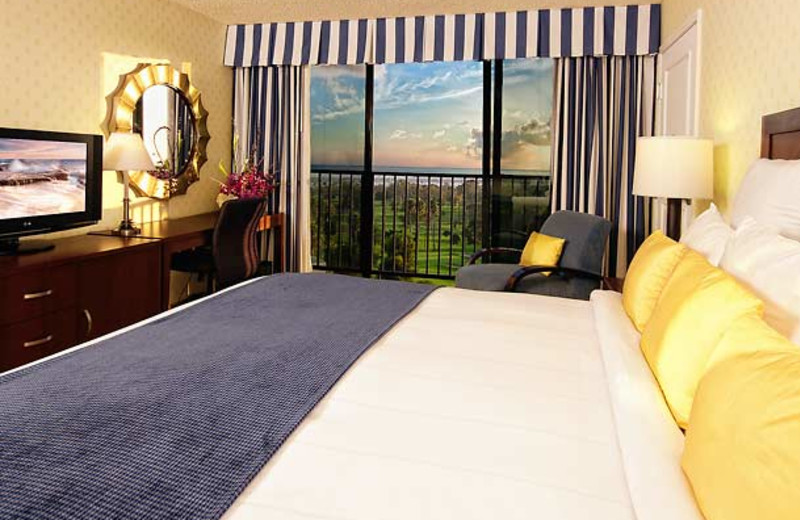 Guest room at Newport Beach Marriott Hotel & Spa.