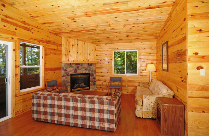 Cabin living room at Whitefish Bay Camp.