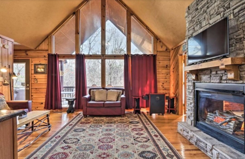 Cabin living room at American Patriot Getaways, LLC.