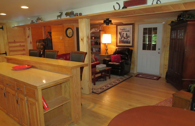 Cabin interior at Creeks Crossing Cabins.