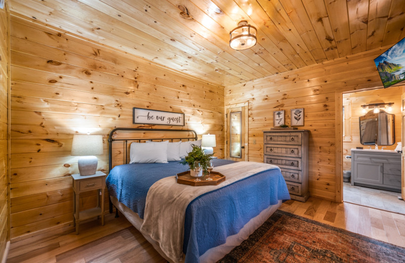 Cabin bedroom at Little Valley Mountain Resort.