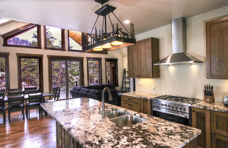 Guest kitchen at Woodlands On Fall River.