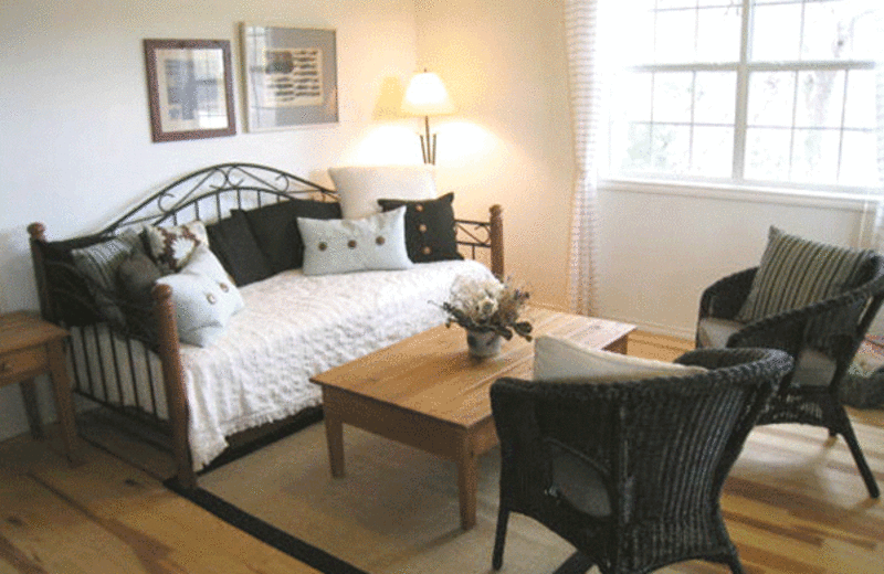 Cottage living room at West 1077 Guest Ranch.