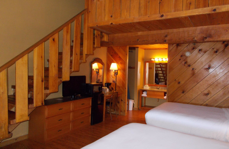 Guest room with loft at Timbers Lodge.